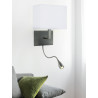 Hotel Wall Light with LED Reading Light - Satin Silver Metal
