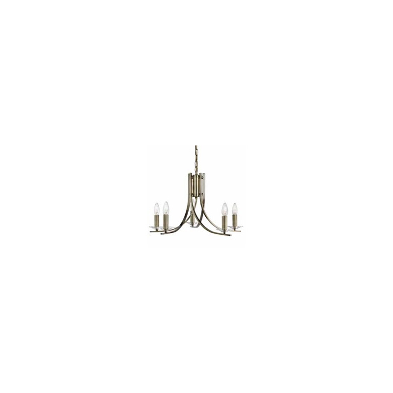 Ascona 5Lt Pendant - Antique Brass Metal & Glass