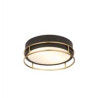 Phoenix 2Lt Flush - Black, Brass Metal & Frosted Glass