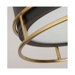 Phoenix 2Lt Flush - Black, Brass Metal & Frosted Glass
