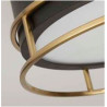 Phoenix 2Lt Flush - Black, Brass Metal & Frosted Glass