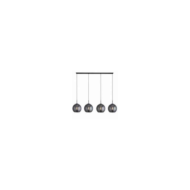 Amsterdam 4Lt Bar Pendant - Black Metal & Smoked Glass