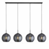 Amsterdam 4Lt Bar Pendant - Black Metal & Smoked Glass