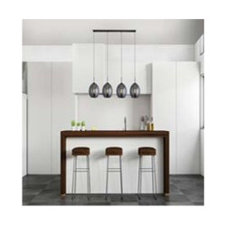 Amsterdam 4Lt Bar Pendant - Black Metal & Smoked Glass