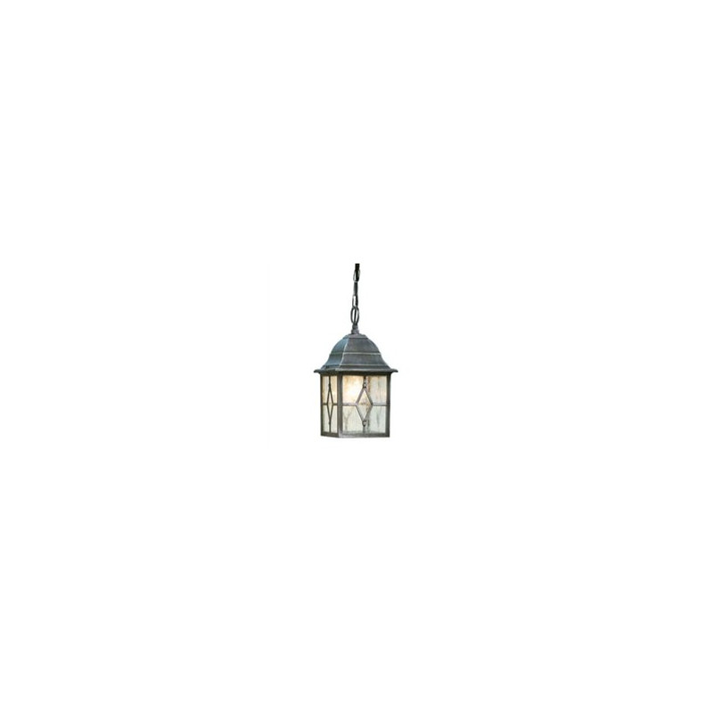 Genoa Outdoor Pendant - Black Silver Metal & Leaded Glass