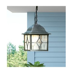 Genoa Outdoor Pendant - Black Silver Metal & Leaded Glass