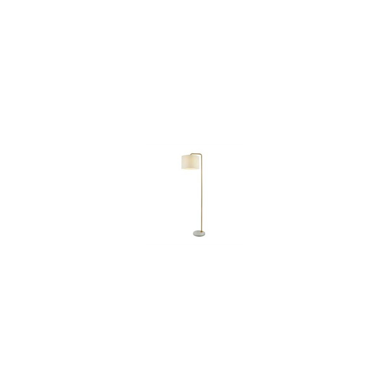 Gallow Floor Lamp-Antique Gold Metal, Marble & White Fabric