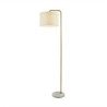 Gallow Floor Lamp-Antique Gold Metal, Marble & White Fabric