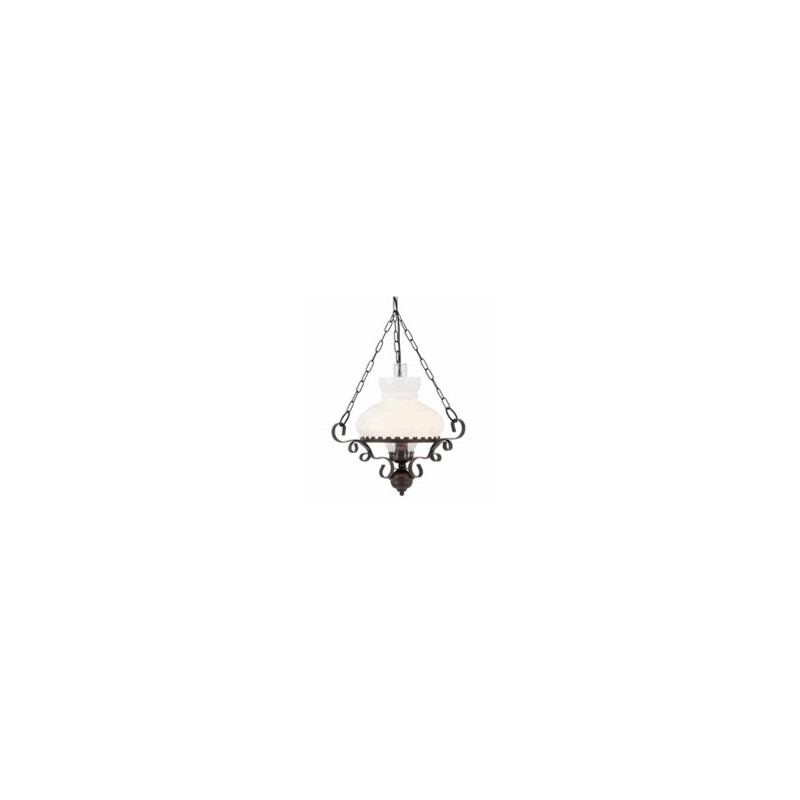 Oil Pendant  - Rust Metal & Clear & Opal Glass