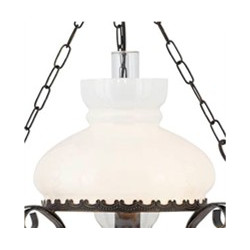 Oil Pendant  - Rust Metal & Clear & Opal Glass