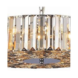 Chapeau 5Lt Pendant/Semi-Flush - Chrome & Mixed Glass