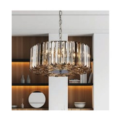 Chapeau 5Lt Pendant/Semi-Flush - Chrome & Mixed Glass
