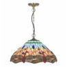 Dragonfly  Pendant  - Antique Brass Metal & Stained Glass