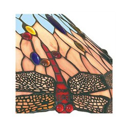Dragonfly  Pendant  - Antique Brass Metal & Stained Glass