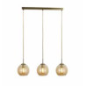 Balls  3Lt Bar Pendant - Antique Brass Metal & Amber Glass