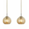 Balls  3Lt Bar Pendant - Antique Brass Metal & Amber Glass