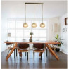 Balls  3Lt Bar Pendant - Antique Brass Metal & Amber Glass