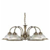 American Diner 5Lt Pendant - Antique Brass & Ribbed Glass