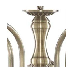 American Diner 5Lt Pendant - Antique Brass & Ribbed Glass
