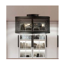 Fishnet 3Lt Flush - Matt Black Metal & Mesh Shade