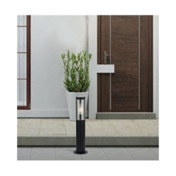 Batton Outdoor Post - Black Metal & Smoked Polycarbonate