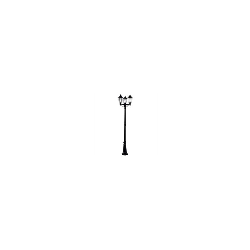 Alex 220cm 3Lt Outdoor Post - Silk Black Metal & Glass, IP44