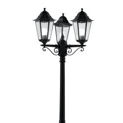 Alex 220cm 3Lt Outdoor Post - Silk Black Metal & Glass, IP44