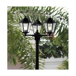 Alex 220cm 3Lt Outdoor Post - Silk Black Metal & Glass, IP44