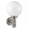 Orb Outdoor Wall Light- Stainless Steel, White Shade