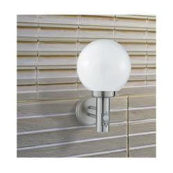 Orb Outdoor Wall Light- Stainless Steel, White Shade