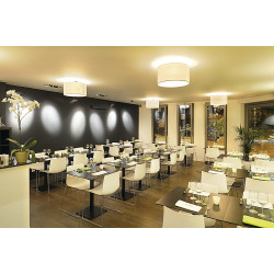 Soprana, plafonnier, cl-1, diffuseur rond, tissu beige, 3xe27