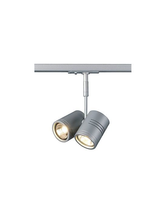 Spot bima II gu10 2x50w max. adaptateur, gris argent, Rail 1 allumage