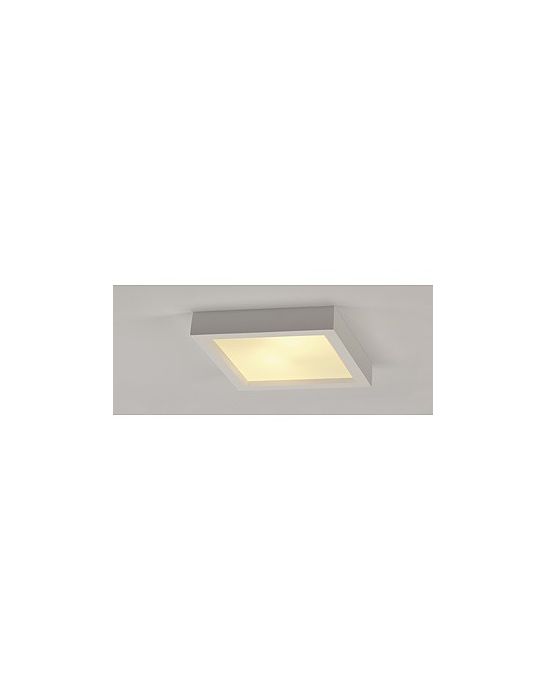 Gl 104 e27, plafonnier carré, blanc, en plâtre, max. 15w