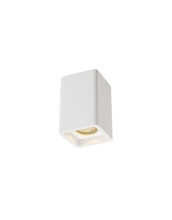 PLASTRA plafonnier carré en plâtre blanc, CL-1, GU10, max. 35W